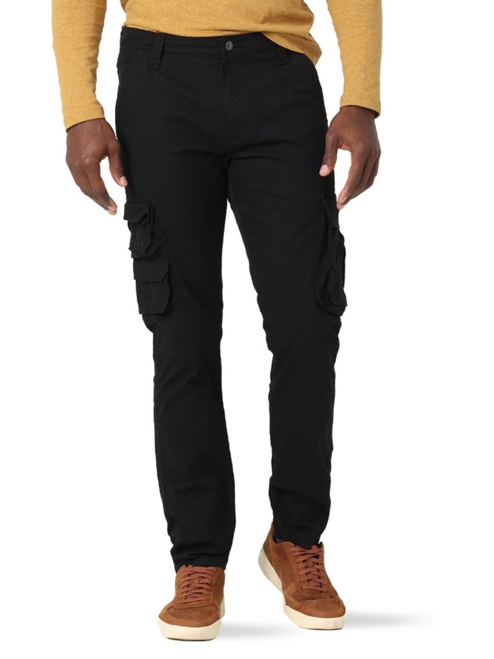 Wrangler Men's Stretch Taper Leg Regular Fit Cargo Pant, Size 44x30, Black
